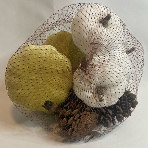 10 Pc White Green Pumpkins Gourds Pinecones Fall Tiered Tray Table Decor Craft - Picture 2 of 4